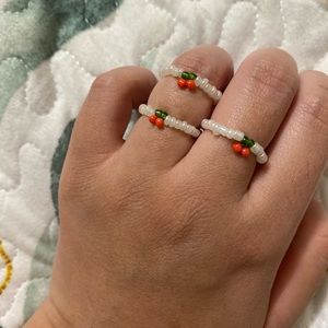 Handmade Beaded Cherry Rings